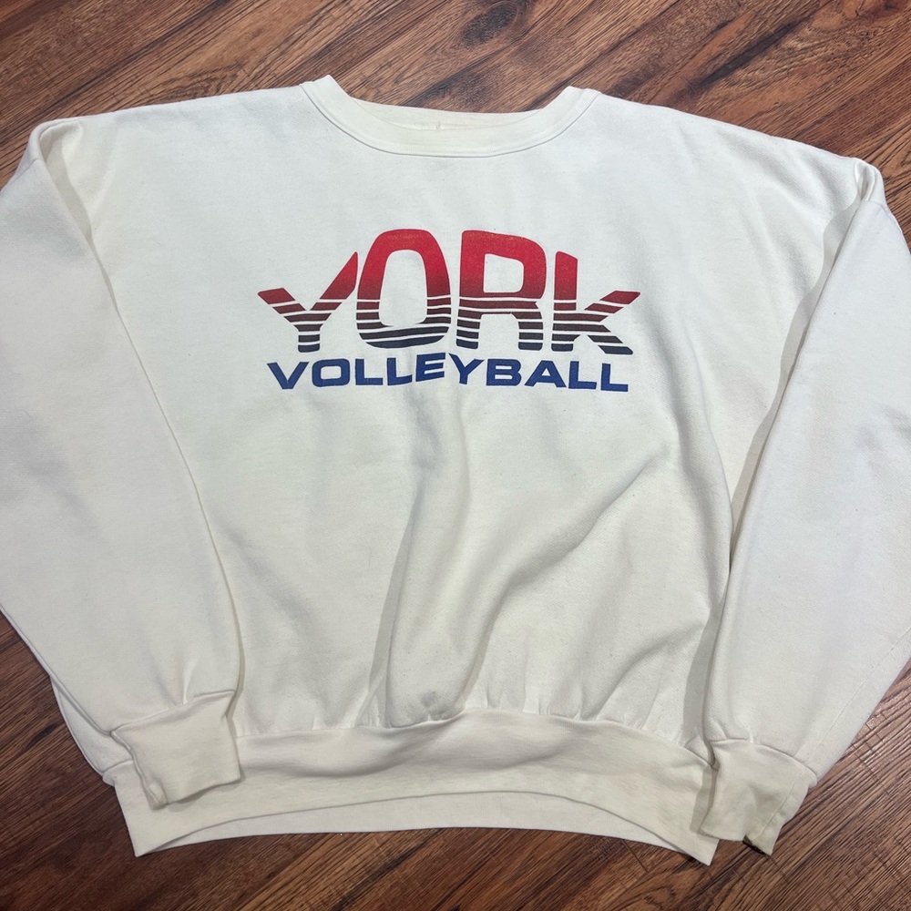 Vintage York University Volleyball 80s Boxy Collegiate Pullover Crewneck Sweater